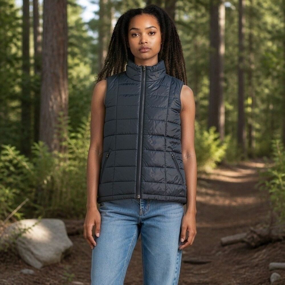 REI Co-op Women's Down Puffer Vest Small Blue Full Zip Lightweight Packable